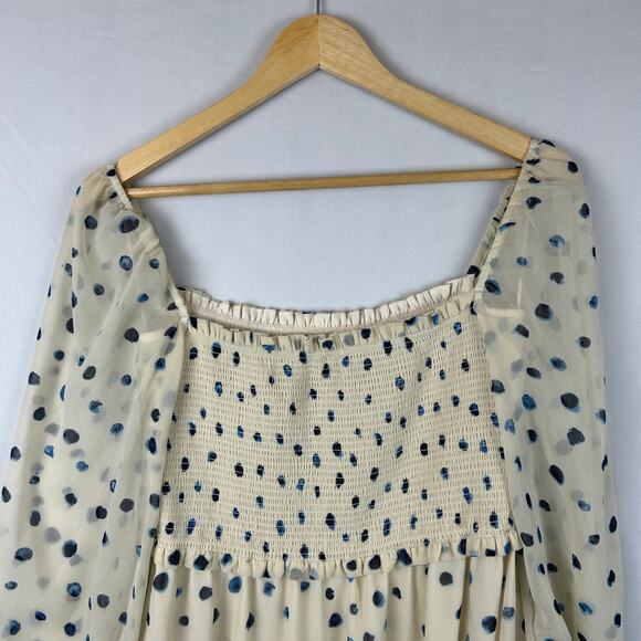 Wilfred Tempest Polka Dot Smocked Mini Dress Long Sleeve 80286QP Women's Size M - Picture 6 of 10